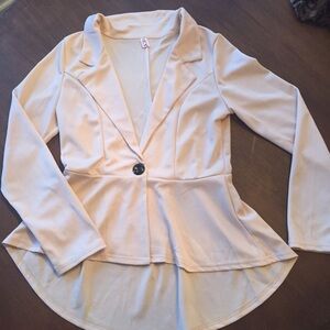 Women's Cream Peplum Blazer Jacket - Brand: (unspecified)